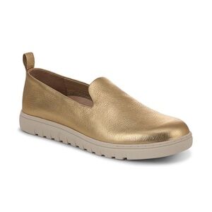 Vionic Uptown Willa Metallic Gold Leather Slip On Loafers 7